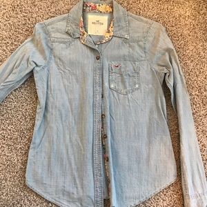 Denim shirt with floral detail